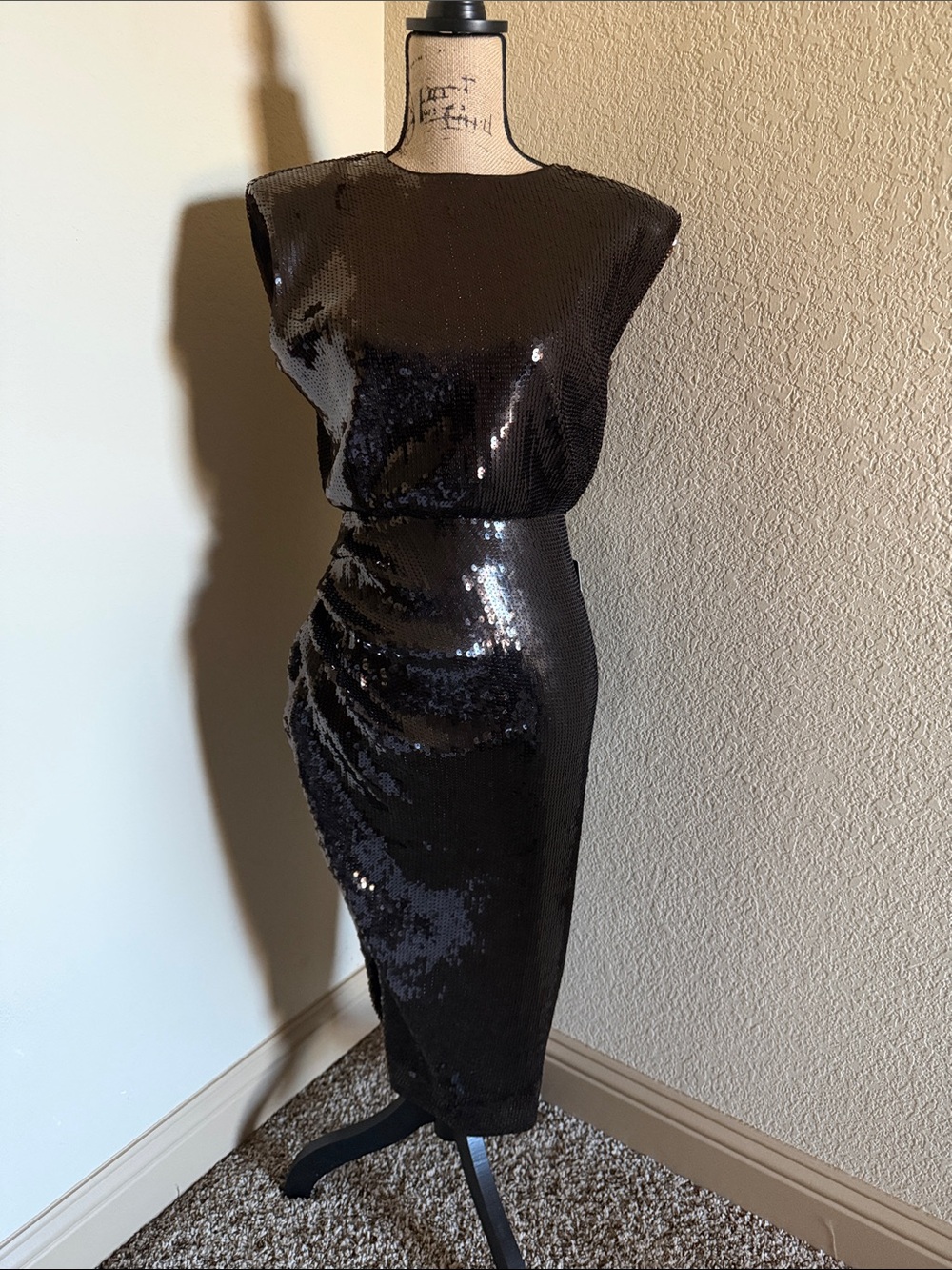 Deep Chocolate Brown Sequin Sheath Dress - Elegant Evening Dress